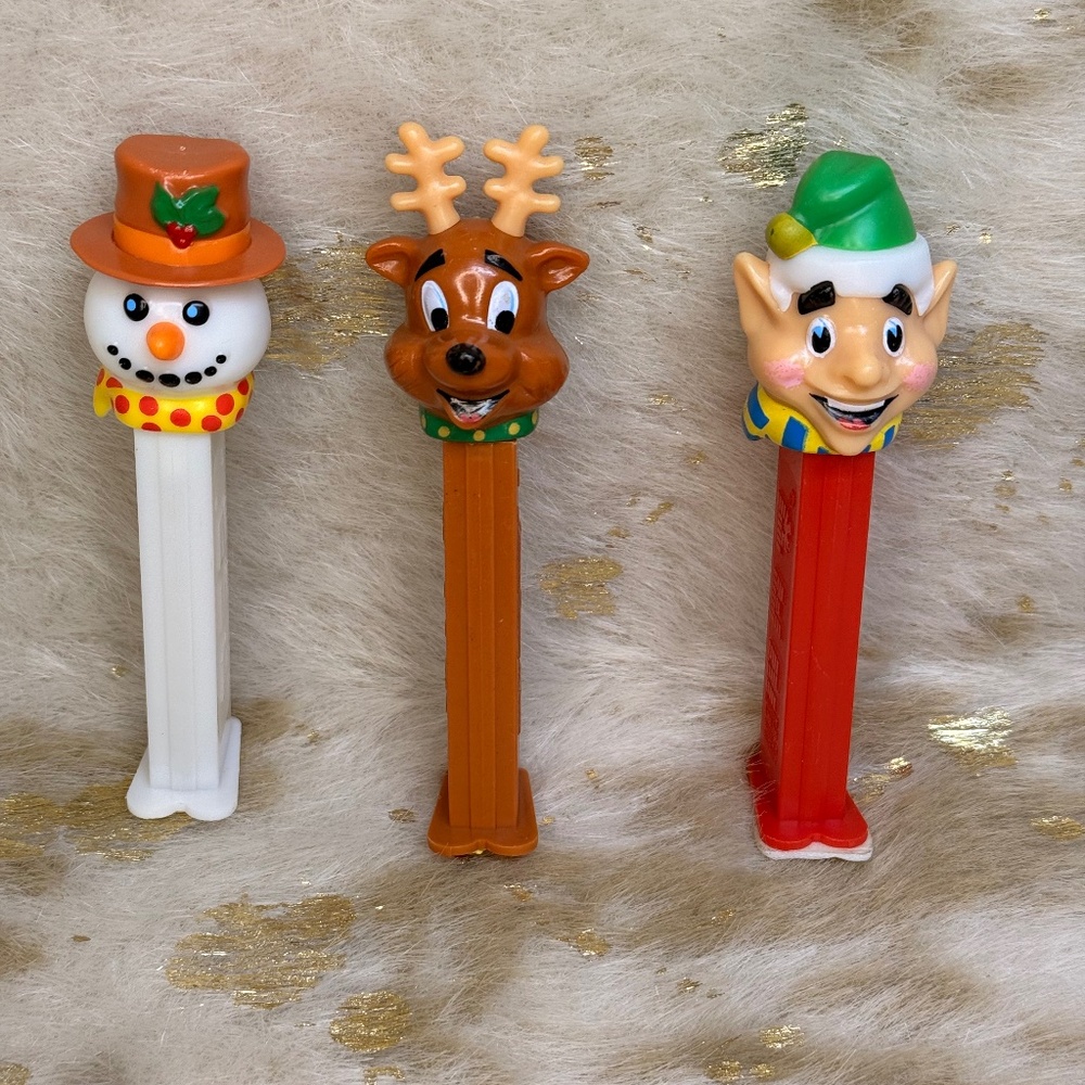 Christmas Pez Dispensers Lot of Three - Reindeer - Snowman - Elf -‎ Holidays